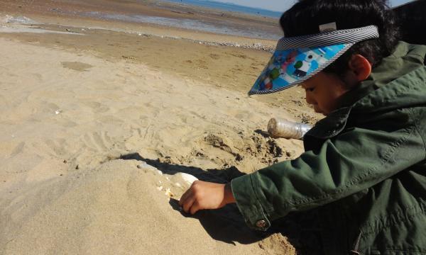 모래성을 쌓는 어린이
