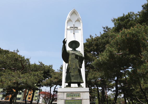 A statue of priest Daegun Kim, the first Korean priest