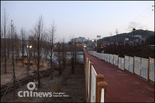 겨울 이른 아침 천안 천호지 풍경 사진